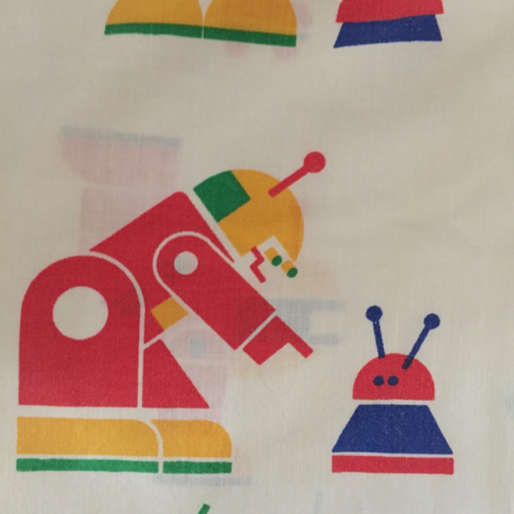 VINTAGE LINENS 80s PILLOW CASE Space Robots Transformers Astronauts Spaceships - Picture 6 of 11